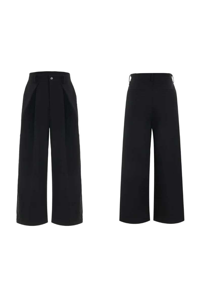 Embroidered Pleated Vintage Trousers