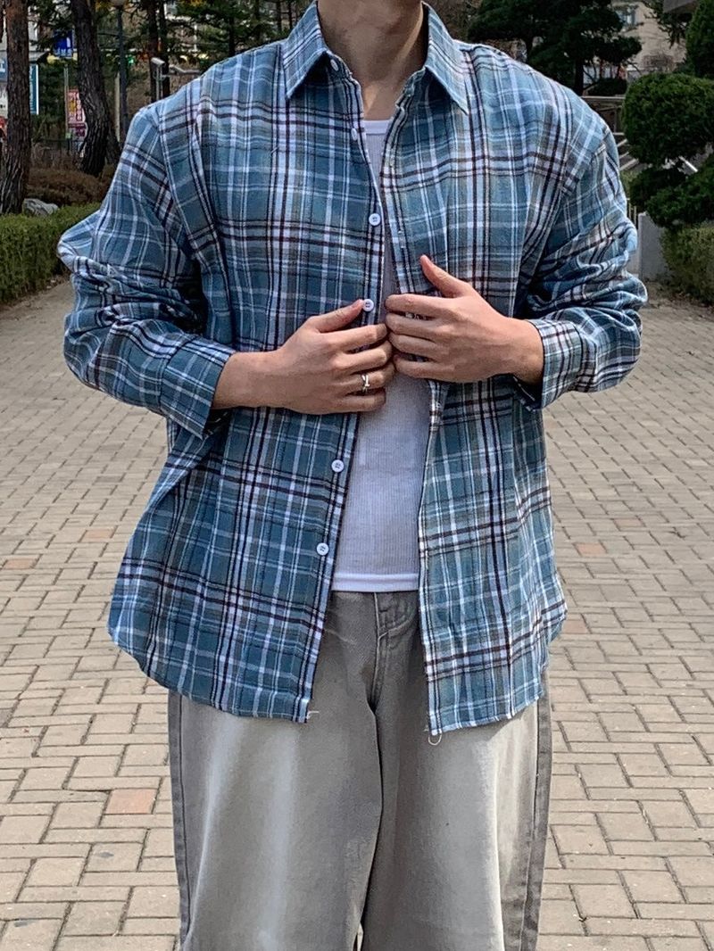 Allday Check Layered Long Sleeve Shirt
