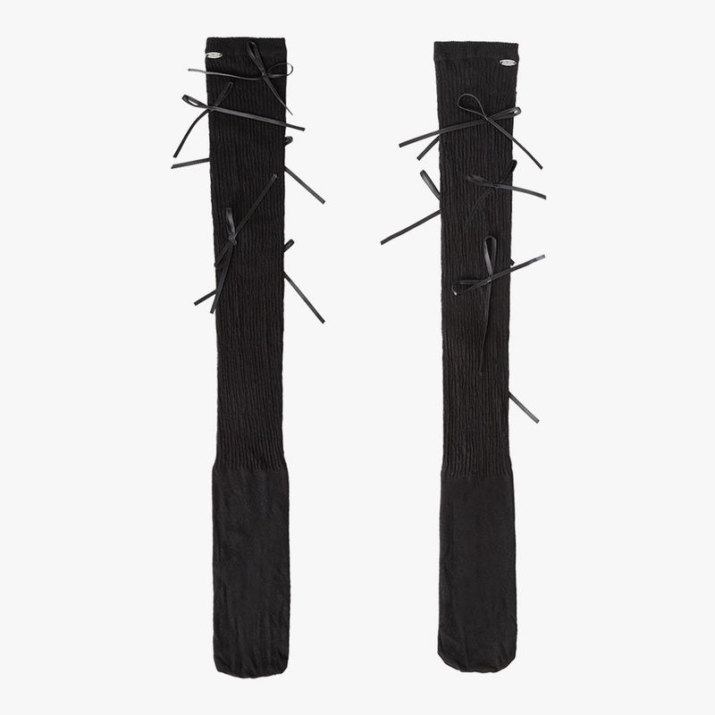 LITTLE RIBBON KNEE SOCKS (BLACK)