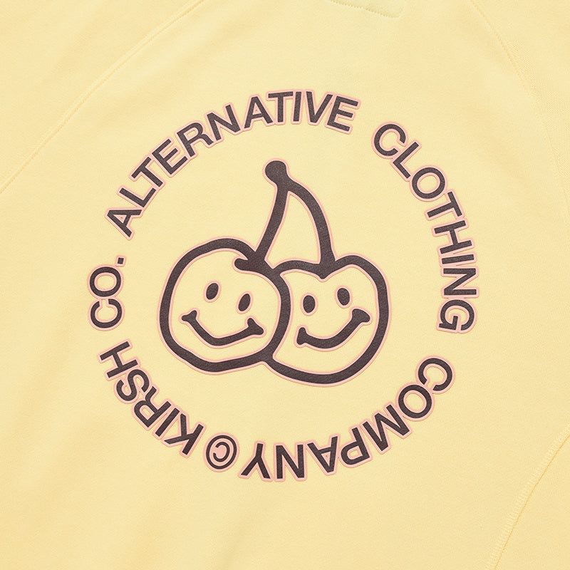 DOODLE CHERRY CIRCLE LOGO NAPPING HOODIE ZIP UP [YELLOW]