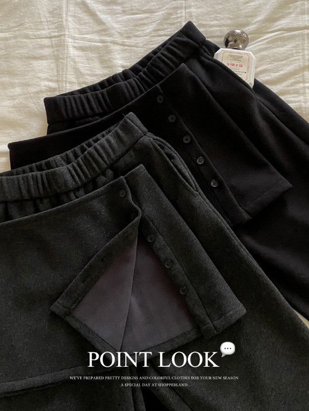 #Button Wrap Layered Skirt + Pants Set (2color)