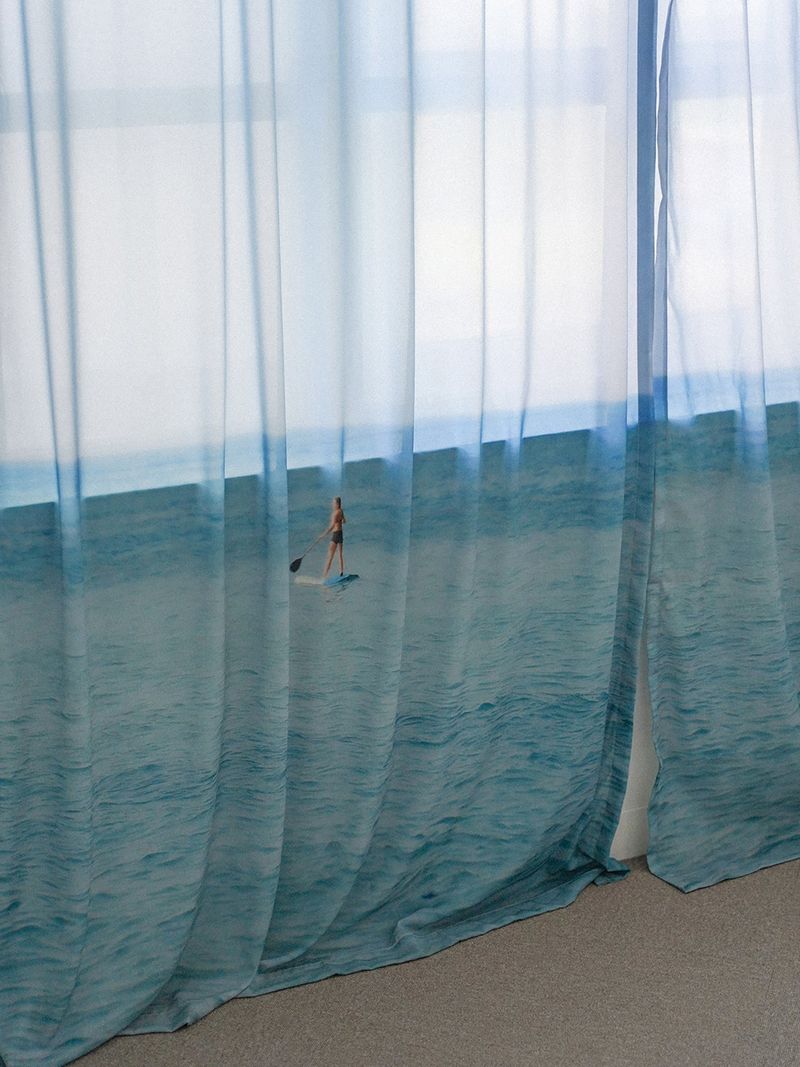 marine blue curtain