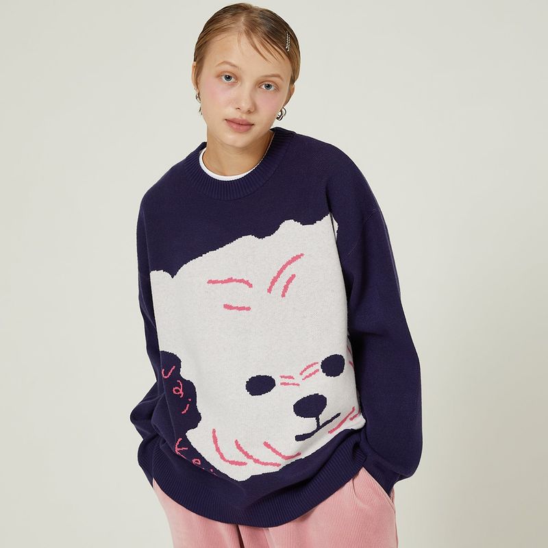 Maltese big graphic knit