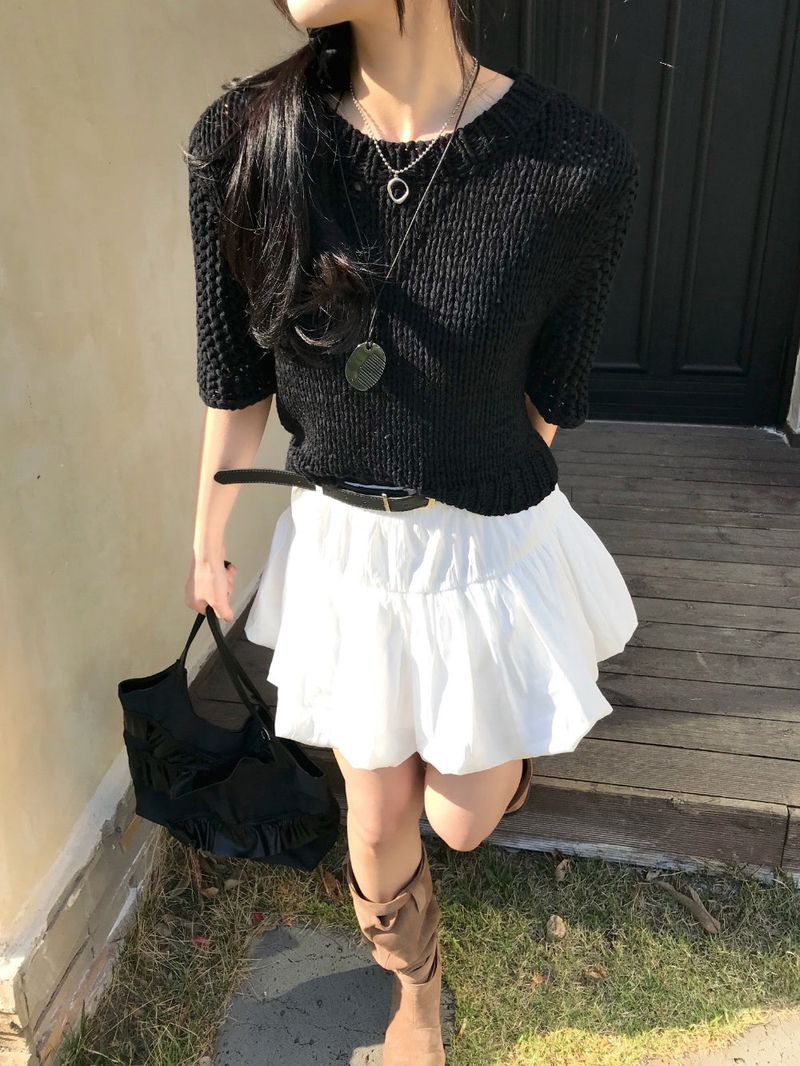 Reve Sand Loose Fit Mesh Half Knit