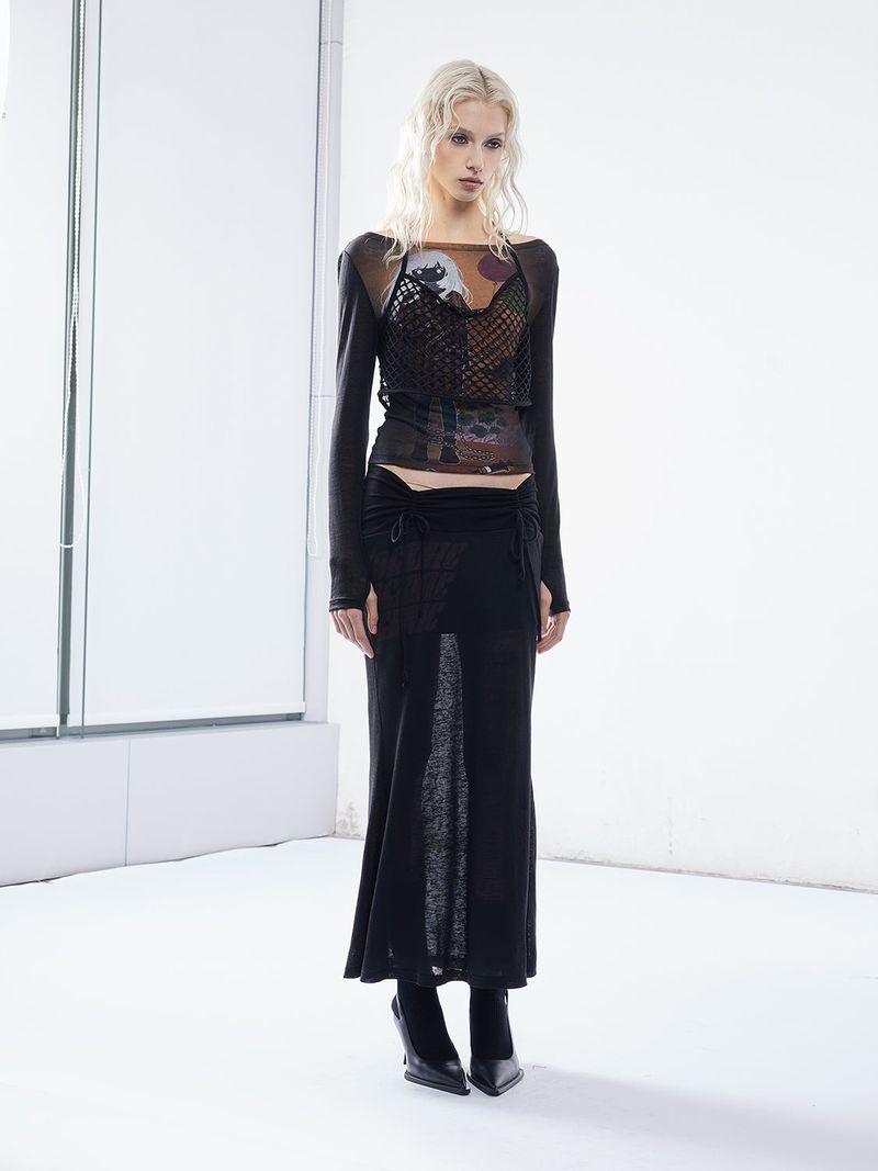 Emoha（エモハ）の「Emoha punk  printed Tencel slightly transparent spicy スリムフィッシュテールスカート（スカート）」