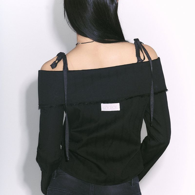  hook off shoulder blouse [black]