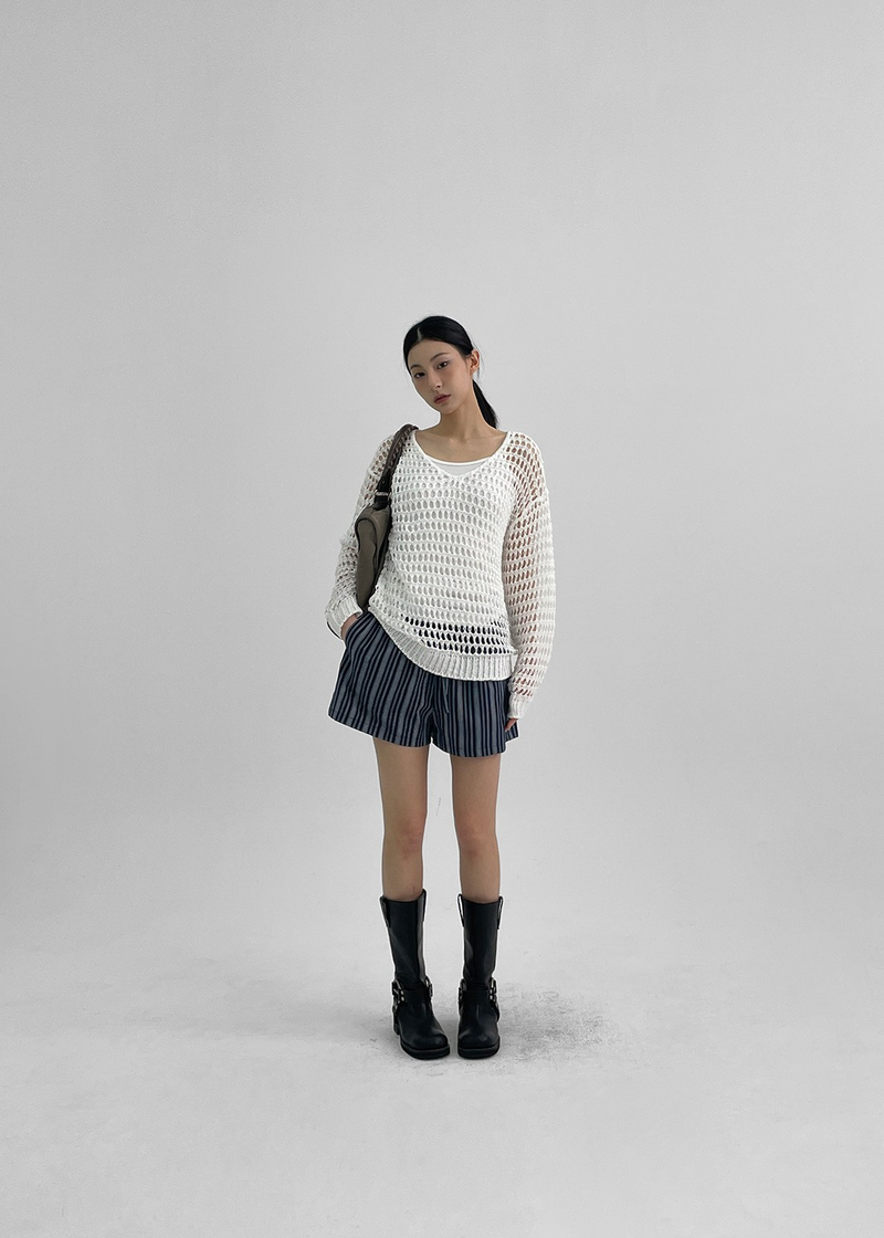 [MADE] Polyp Linen Stripe Banding Shorts