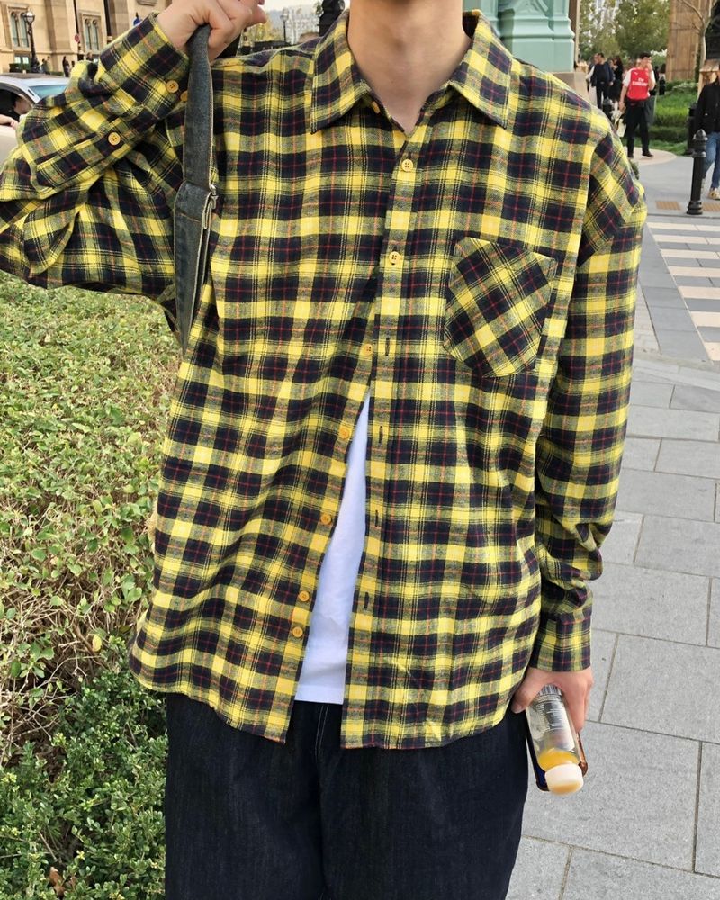 Itzel check overfit shirt