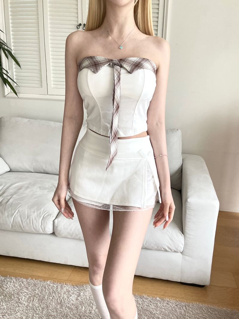 1457. Flap check tie top set (3color)