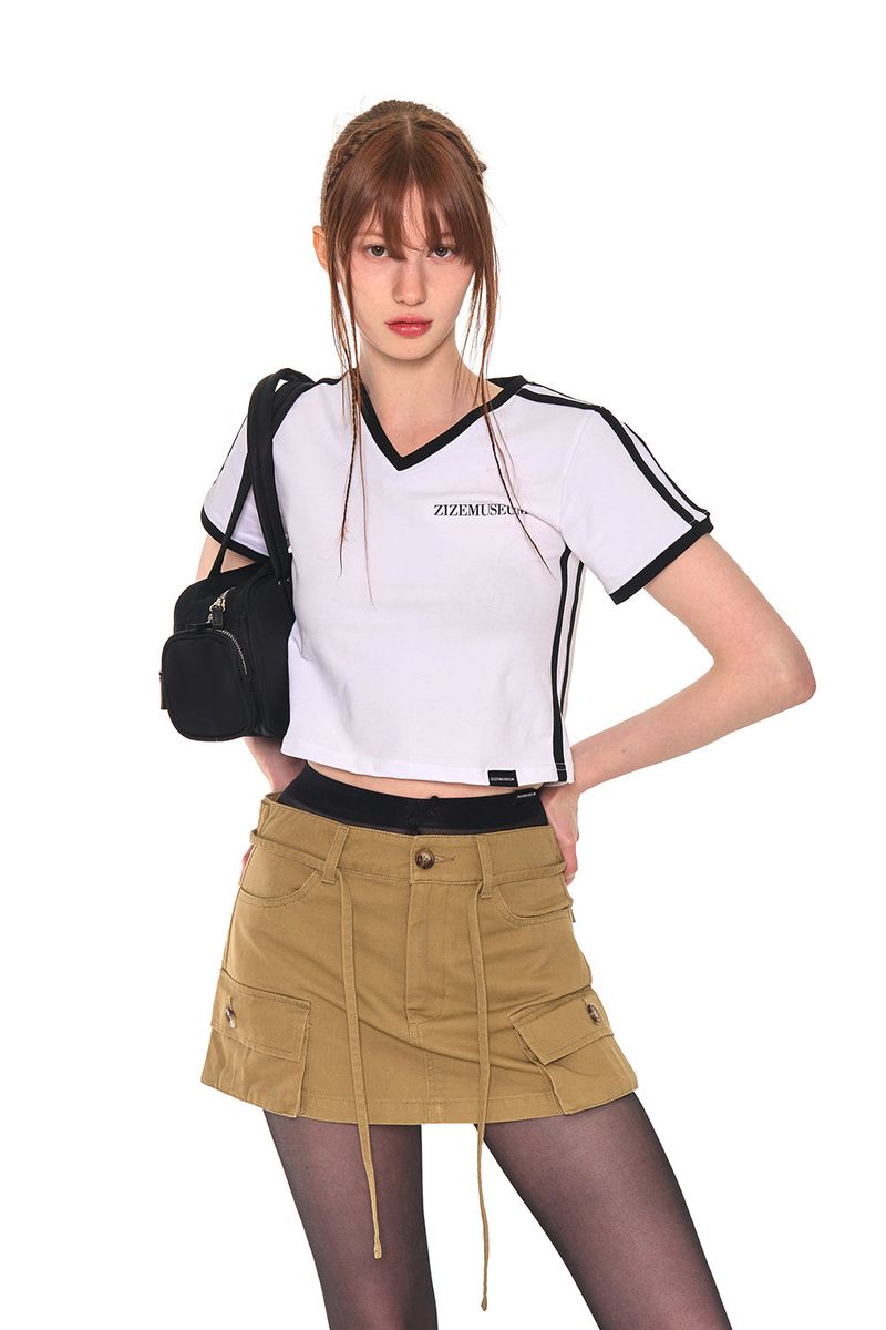 V LINE SPORTY T-SHIRTS (WHITE)