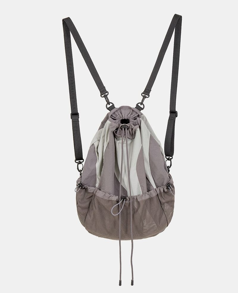 Irregular color block net pocket backpack