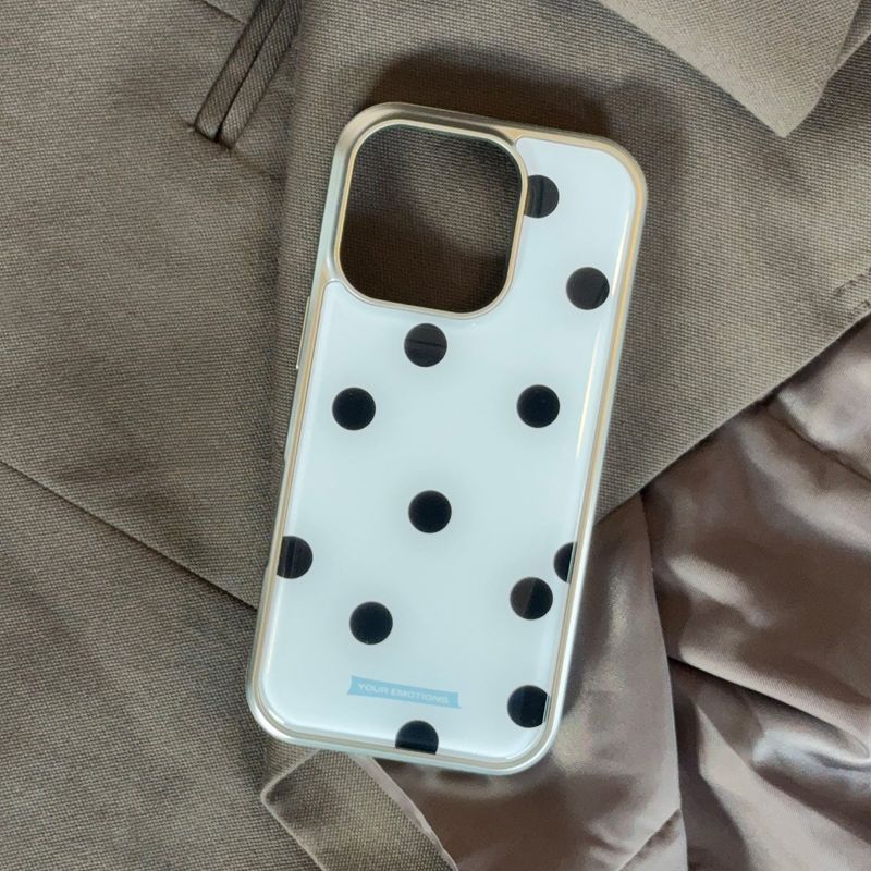 Dot text silver case (white)