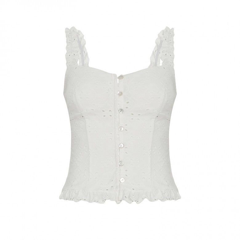 a punching eyelet bustier blouse
