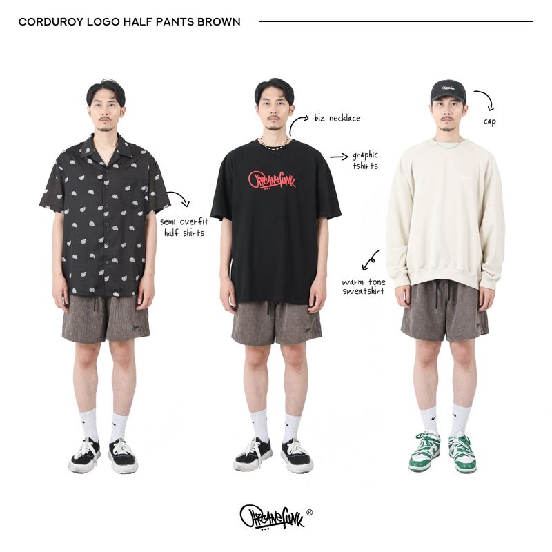 CORDUROY LOGO HALF PANTS BROWN