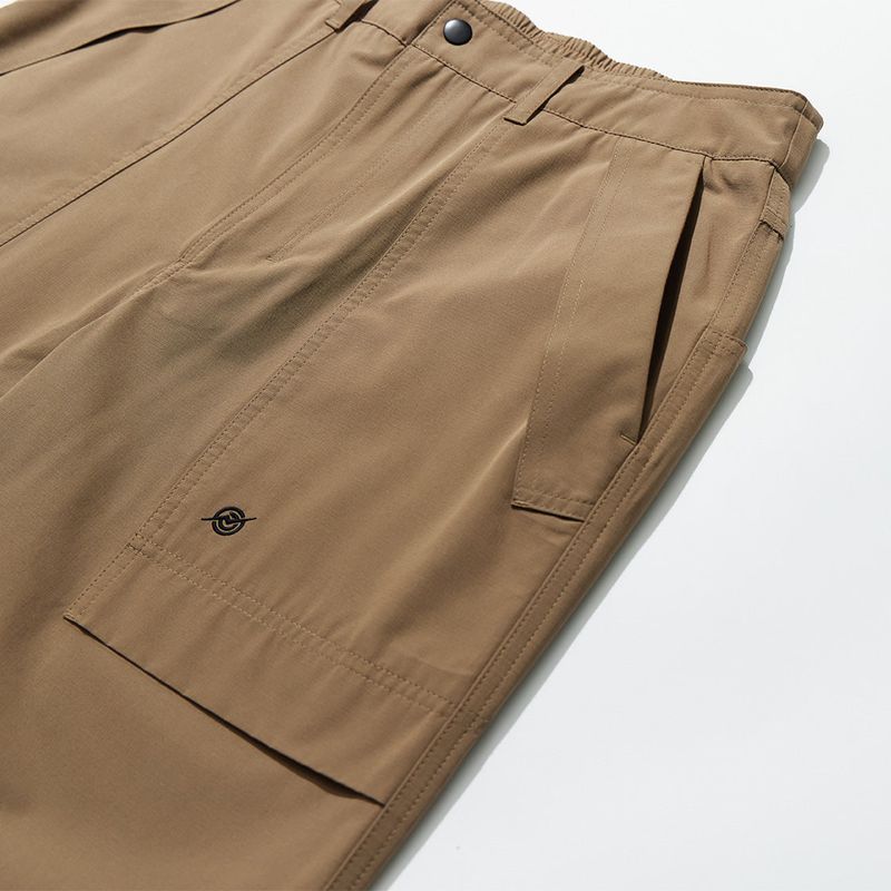 Poly Cotton RIB Track Zip Pants - BEIGE