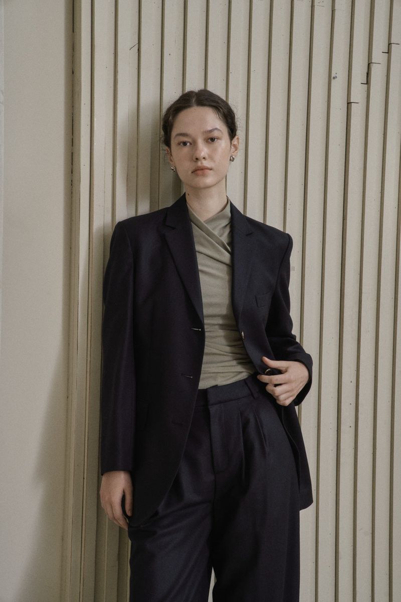 WOOL TWILL SETUP JACKET_NAVY