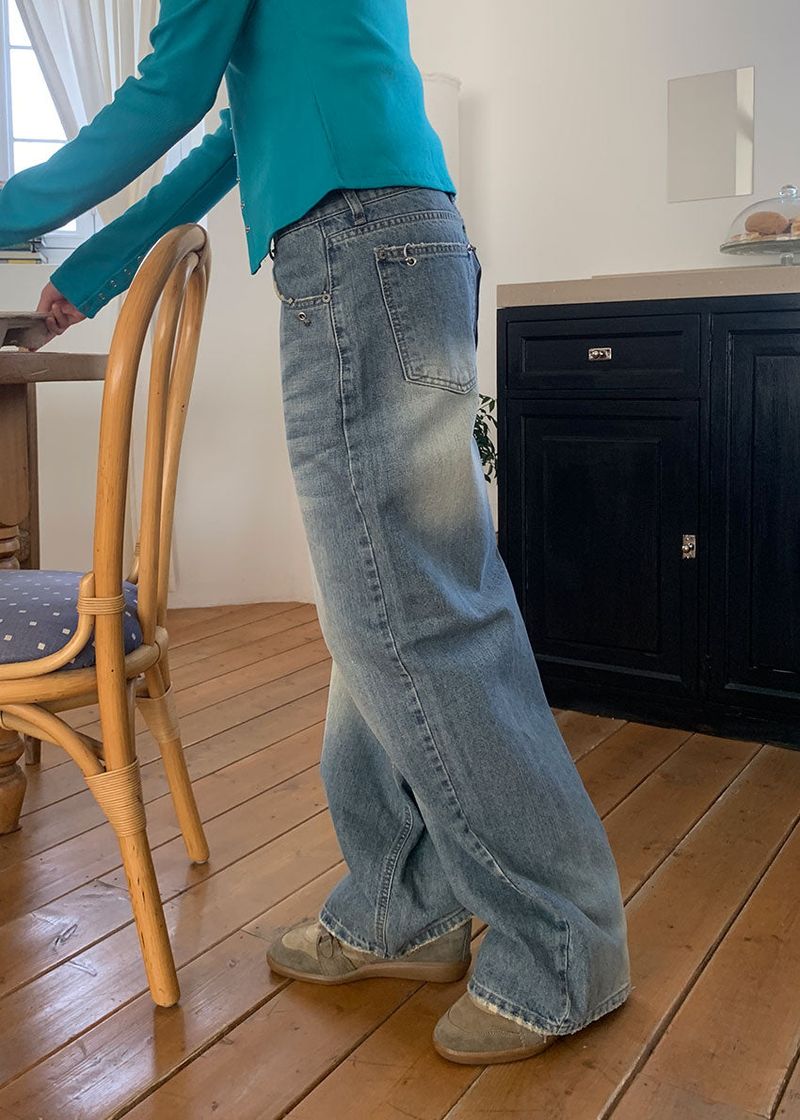 PIERCING WIDE DENIM PANTS (S-L)