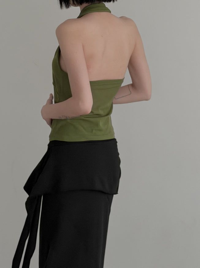 Blin Mesh Cowl Halter Top