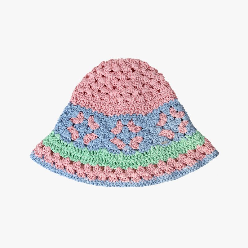 mellotory(メロートリー)の「PASTEL CROCHET KNIT HAT (MIX_PINK/BLUE)(Hats)」