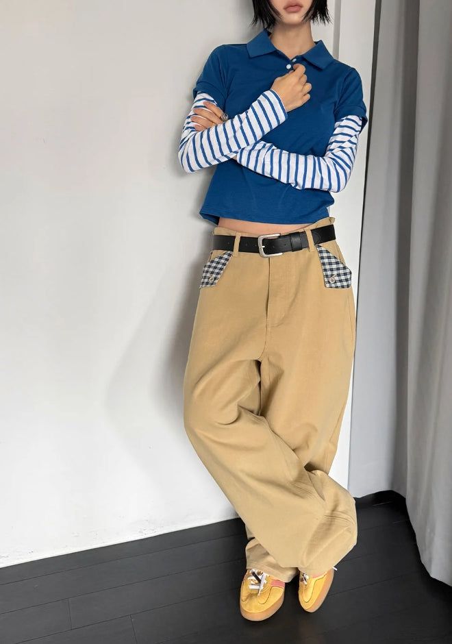 HIDDEN CHECK WIDE PANTS