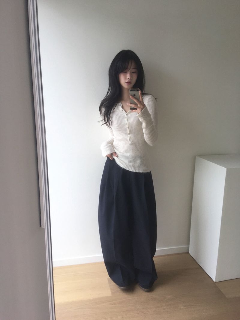 Henley neck loose fit knit