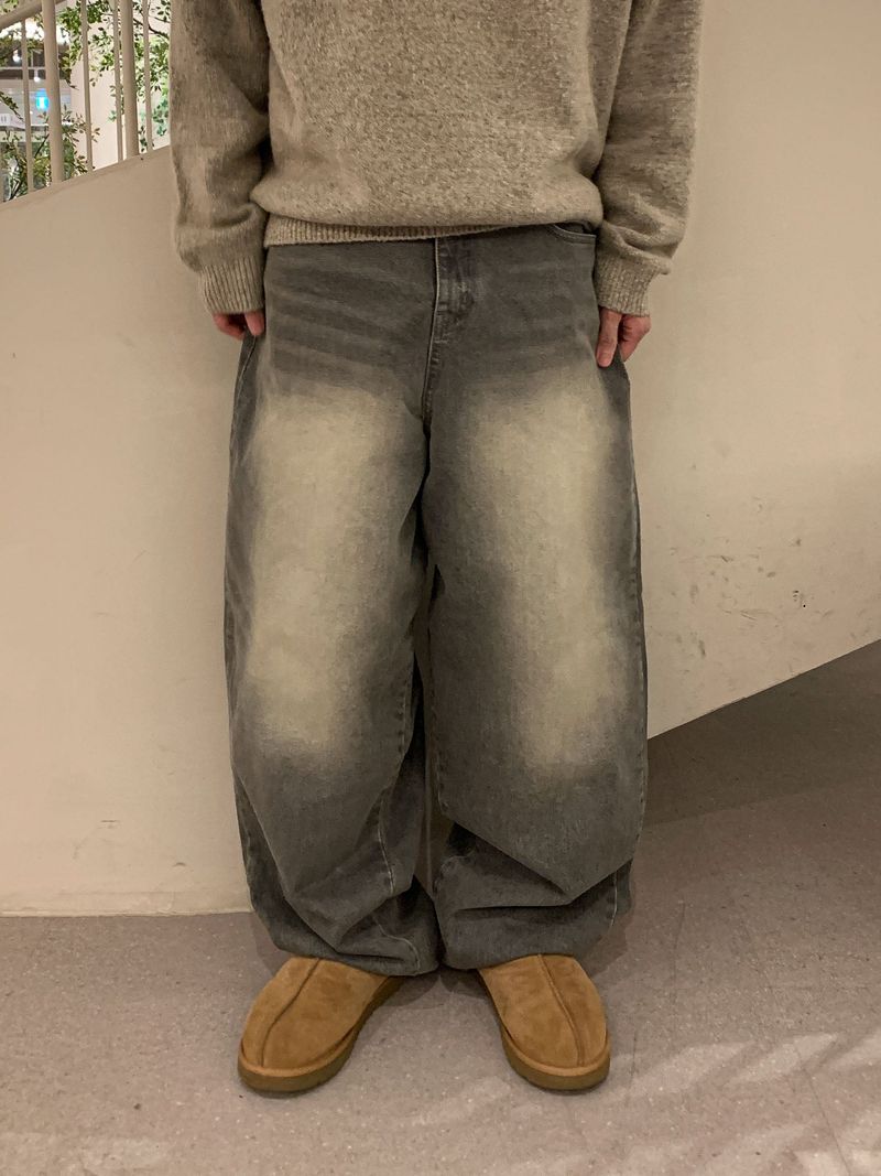 ベーシックオーバーヘンリーネックニット