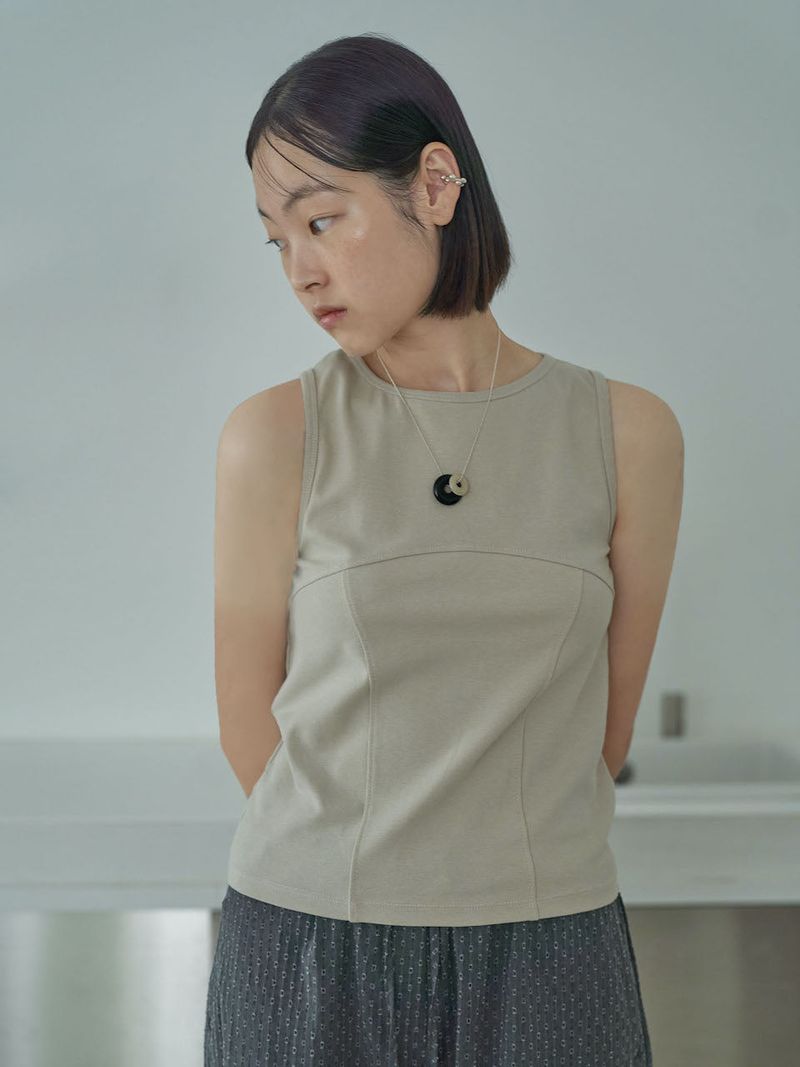 COTTON RIB TANK [ BEIGE ]