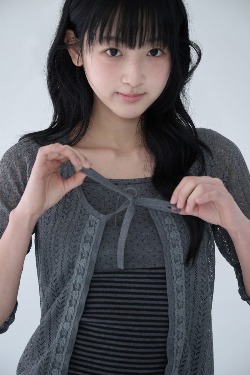 3/4 LACE KNIT CARDIGAN CHARCOAL