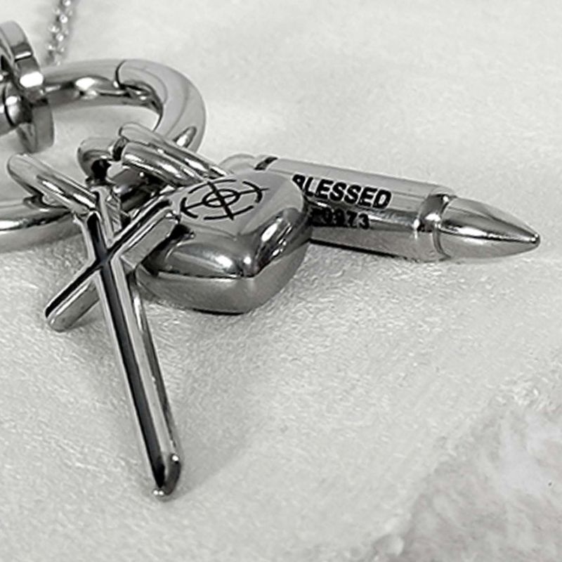 ss-Multi P circle keyring necklace_silver