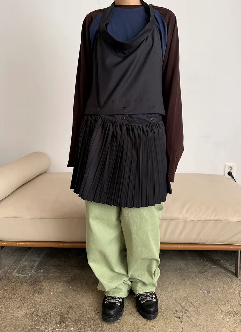 halter pleats layered dress