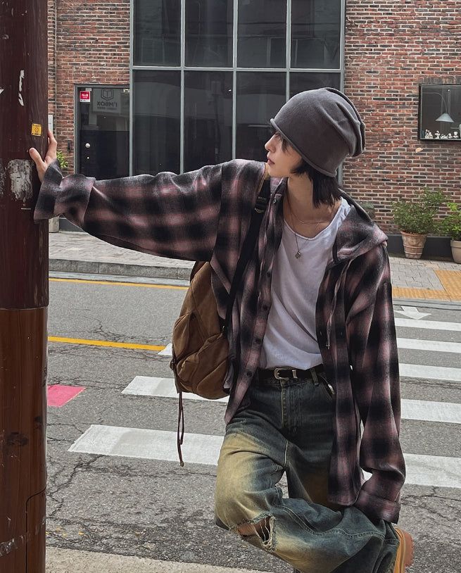 Kant Check Hooded Shirt