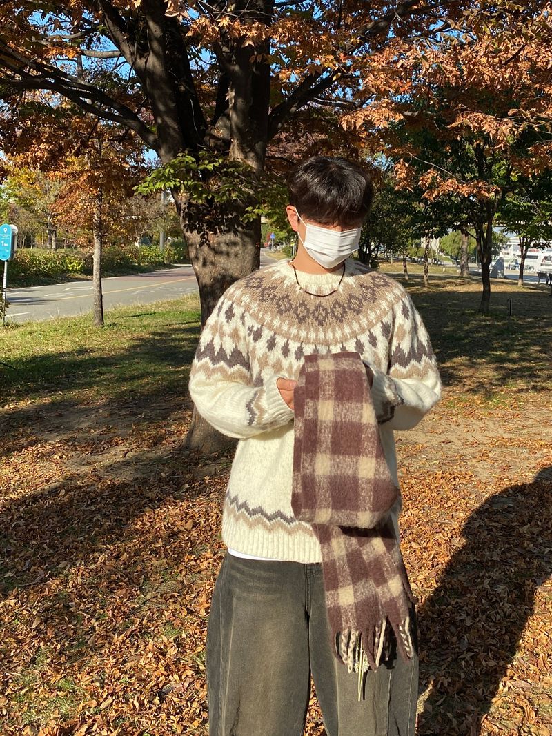 Wool Checkered Reggae Muffler (2color)