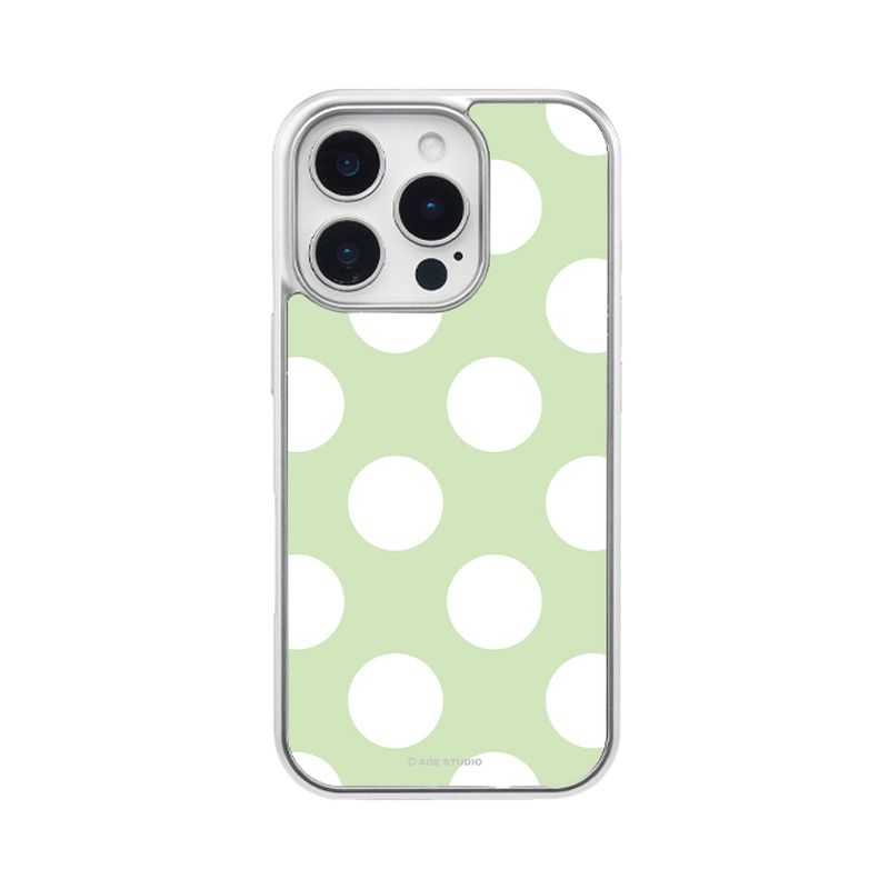 [MADE] silver big dot epoxy bumper case - honeydew melon