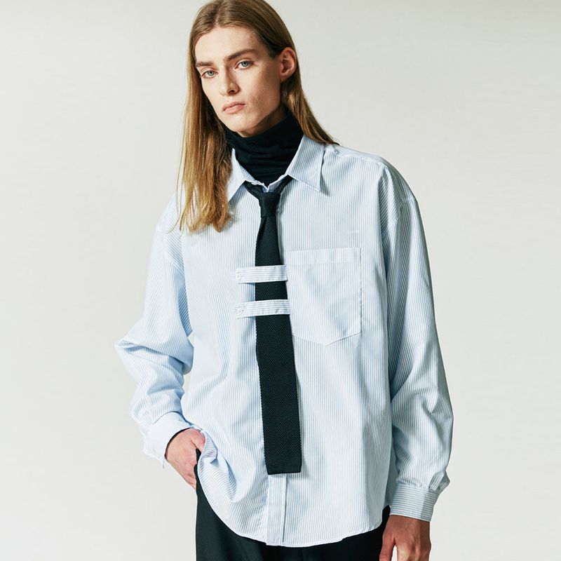 S SY(エスエスワイ)の「DOUBLE HOLDER STRAP STRIPE SHIRT SKY BLUE(Tops)」