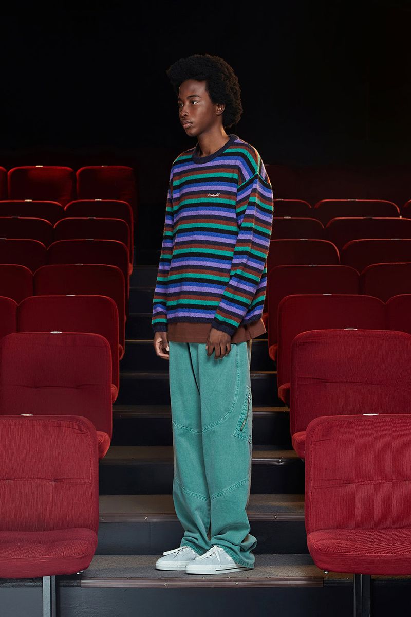STRIPE MOHAIR KNIT / NAVY