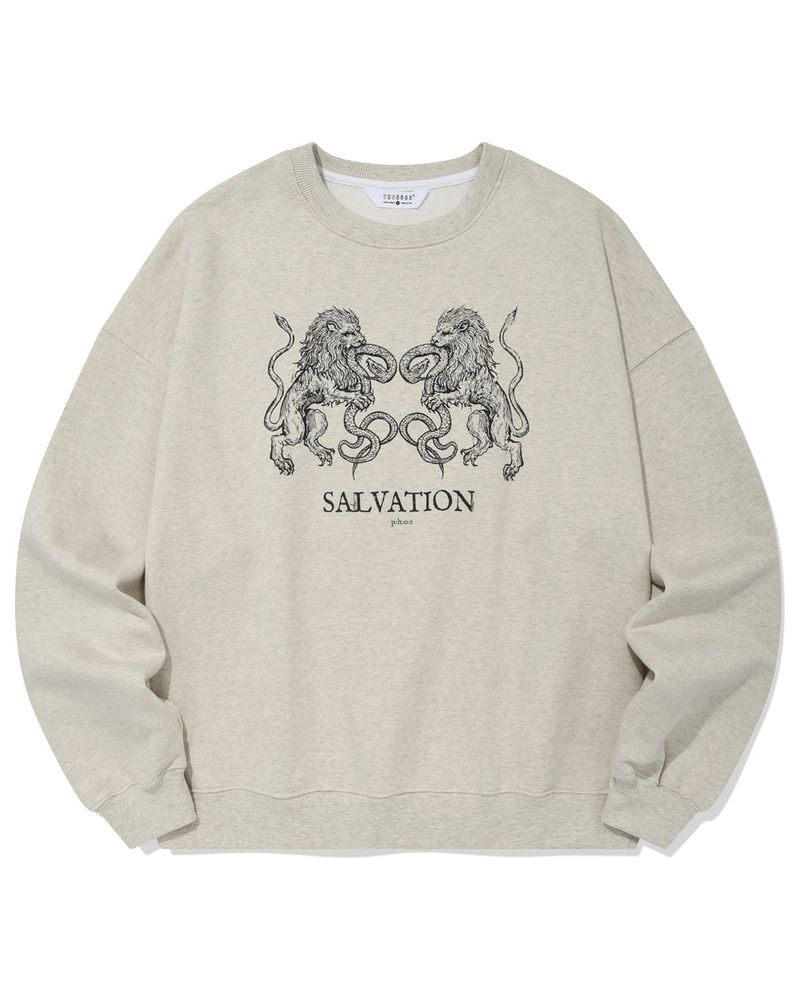PHOS333（ポス333）の「Salvation Lion スウェットシャツ/オートミール（トップス）」