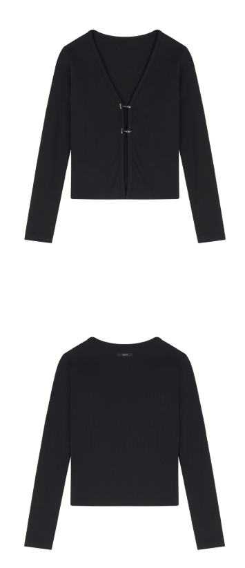 [mnem] chain hook slim cardigan (black)