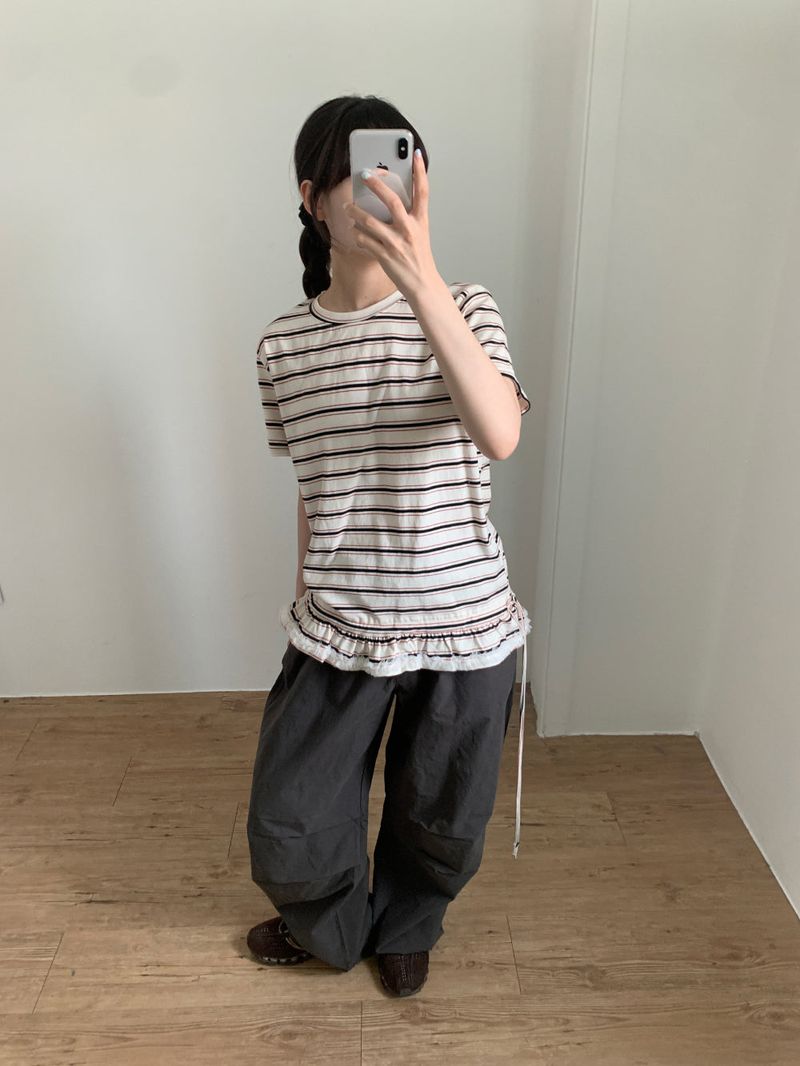 DUGGY(ダギー)の「Pin lace crewneck t-shirt (3color)(Tops)」