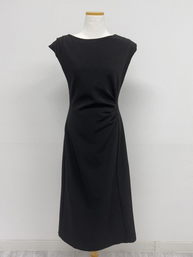Boat Neck Shirring H-Line Long One Piece