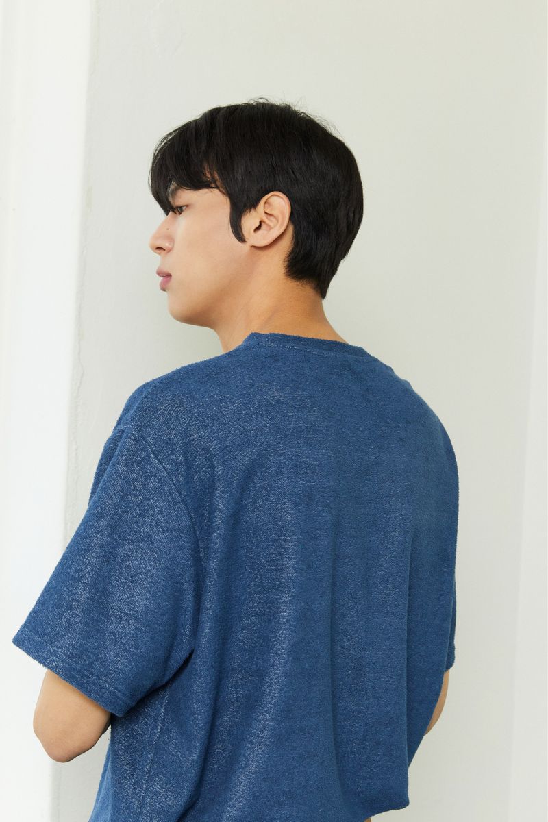 ALARM PIQUE TERRY T SHIRT NAVY_UNISEX