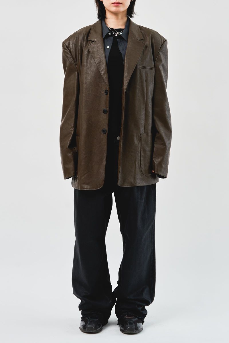Over Single Leather Jacket (3color)