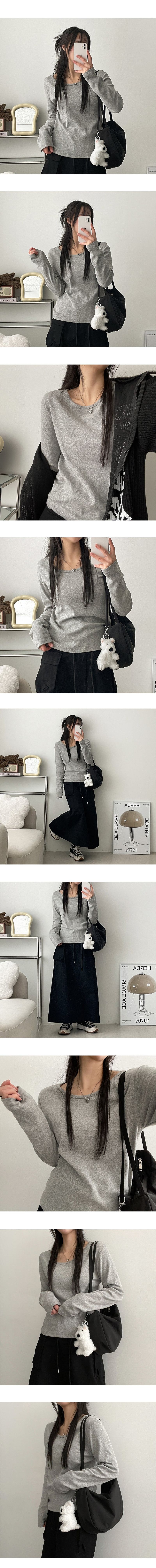 Benground Neck Basic Long Sleeve T-shirt