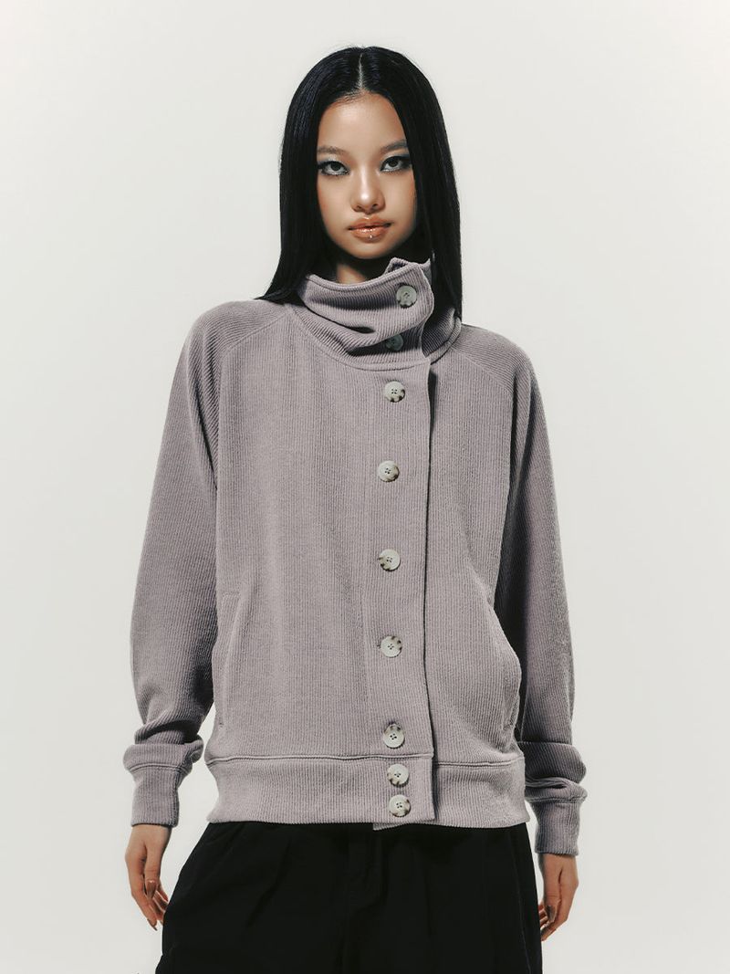 BUTTON UP CARDIGAN PURPLE