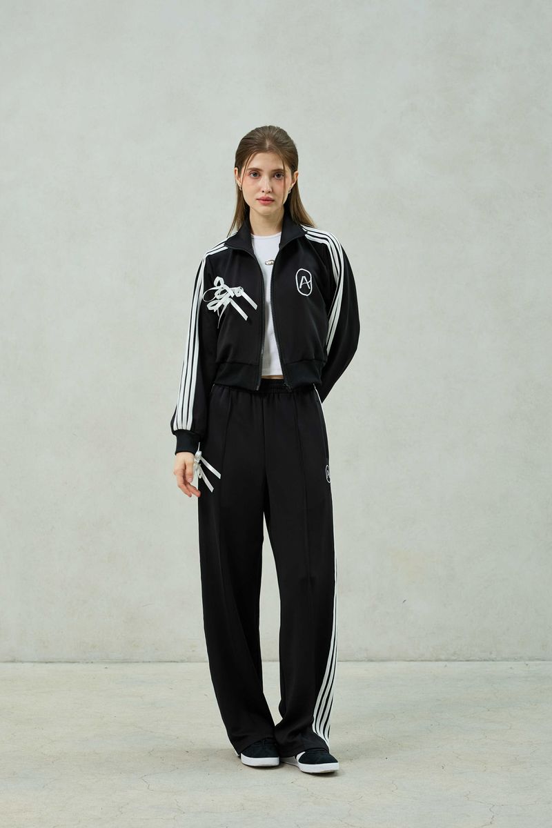 RIBBON JERSEY TRACK TOP / BLACK