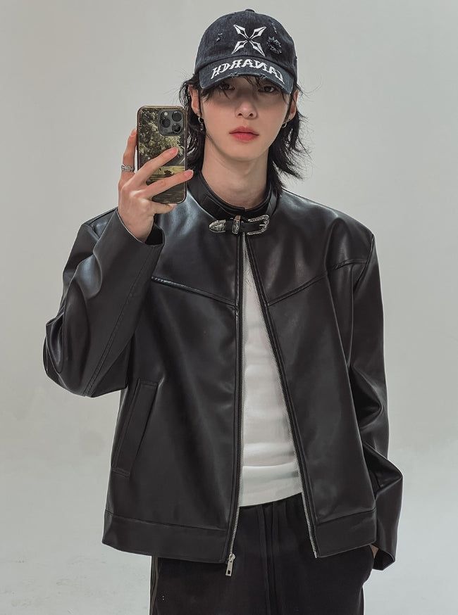 Kent western buckle leather jacket