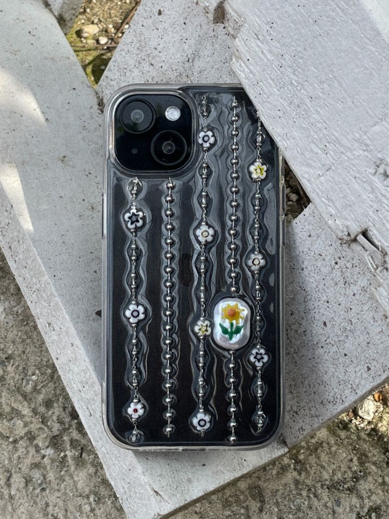[MADE] Chain sunflower flower resin cell phone case