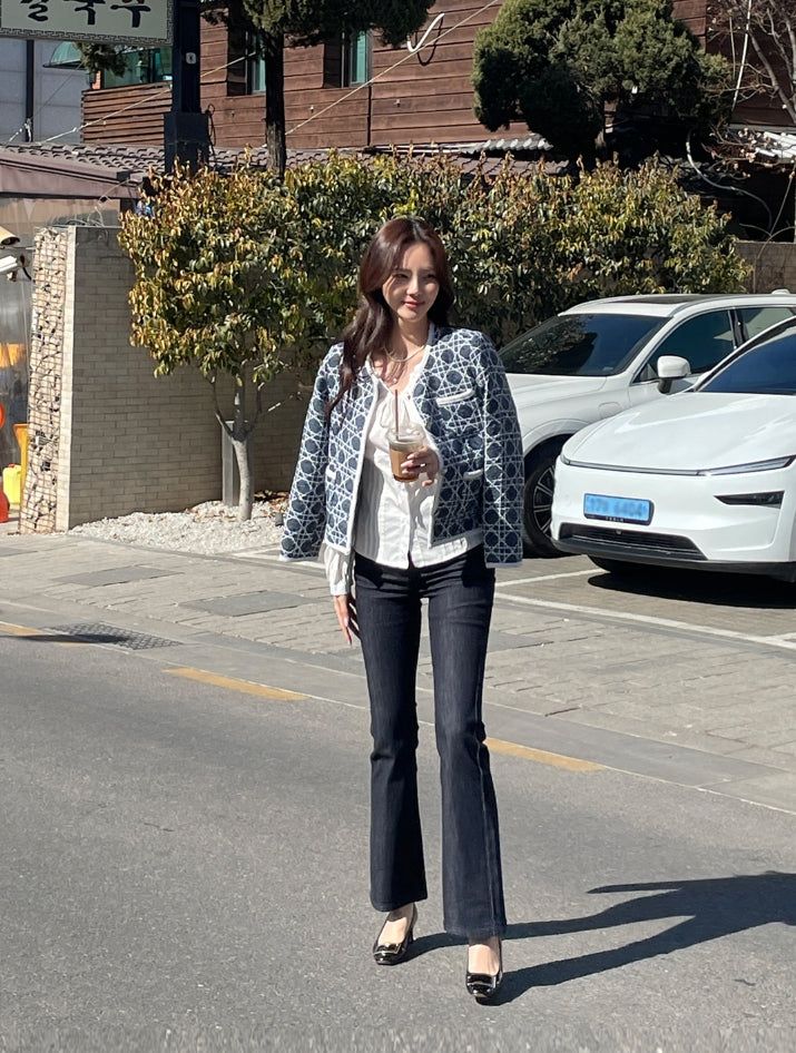 Mondel Cannage Color Matching Tweed Jacket