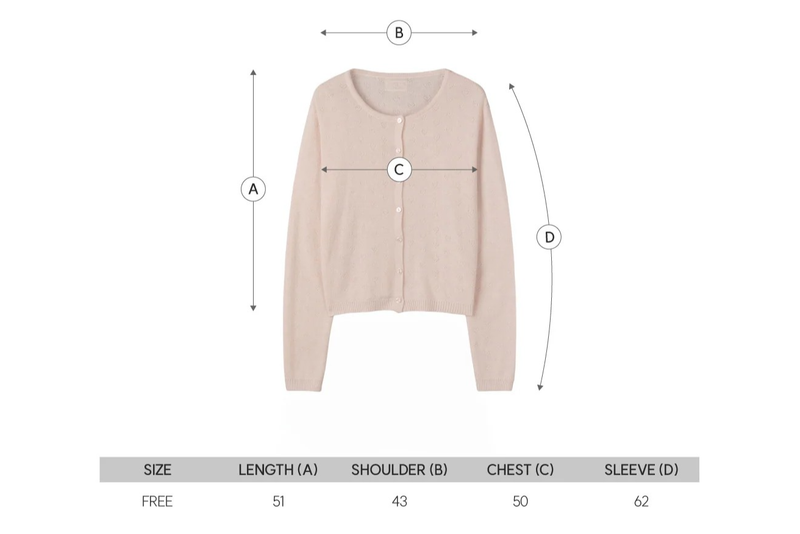 HEART PUNCHING KNIT CARDIGAN (DEEP PINK)