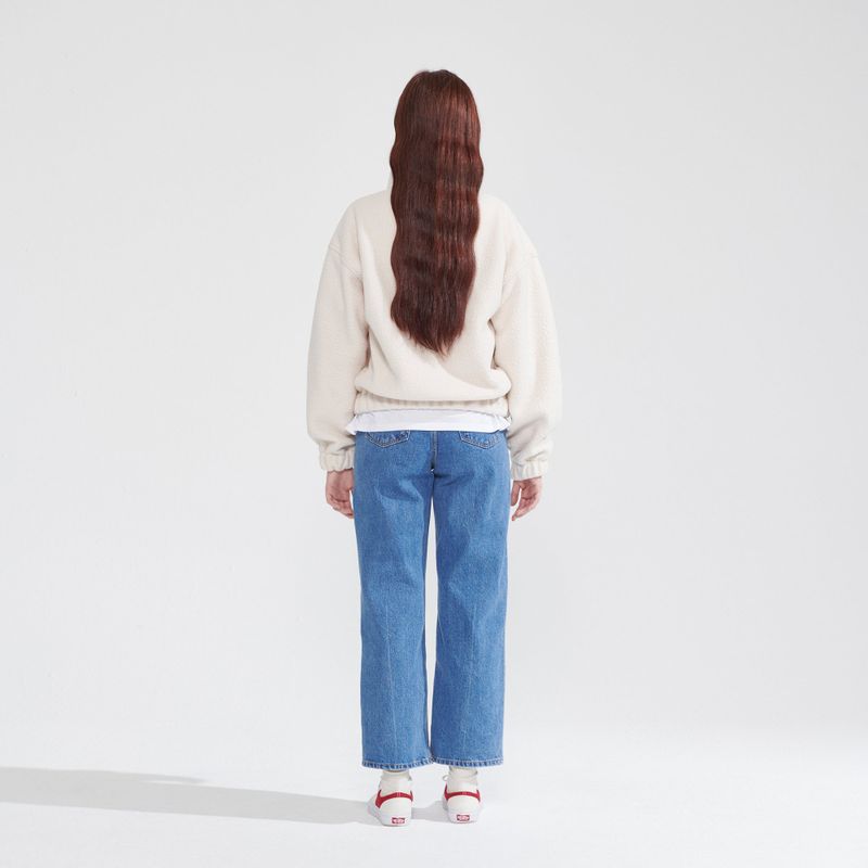 HIGH NECK DUMBLE FLEECE SWEATSHIRT_IVORY