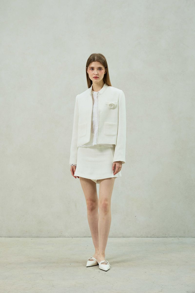 AGLOW TWEED SKIRT PANTS / WHITE